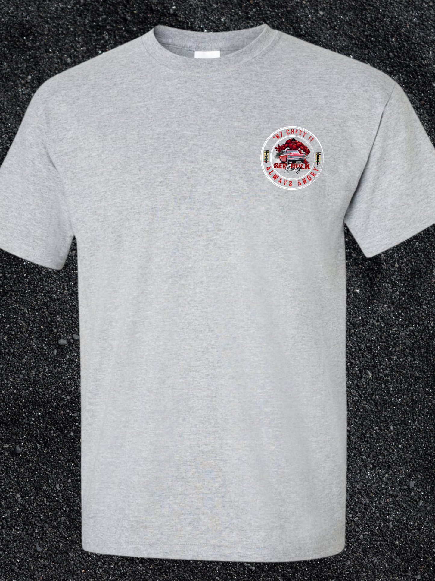 New Red Hulk Racing Shirt, Racing tshirt, racing apparel, Chevy nova shirt, racecar shirt