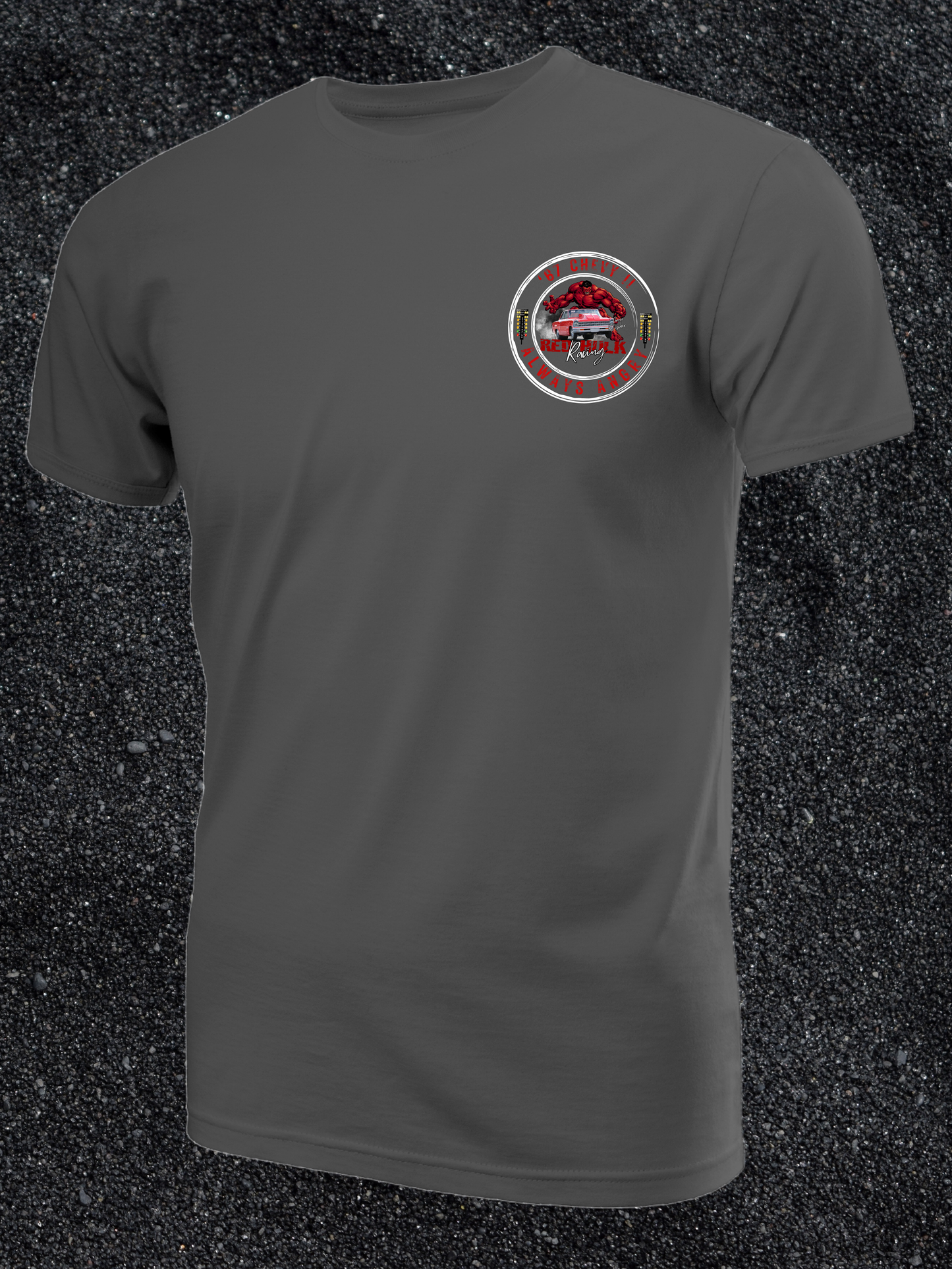 New Red Hulk Racing Shirt, Racing tshirt, racing apparel, Chevy nova shirt, racecar shirt