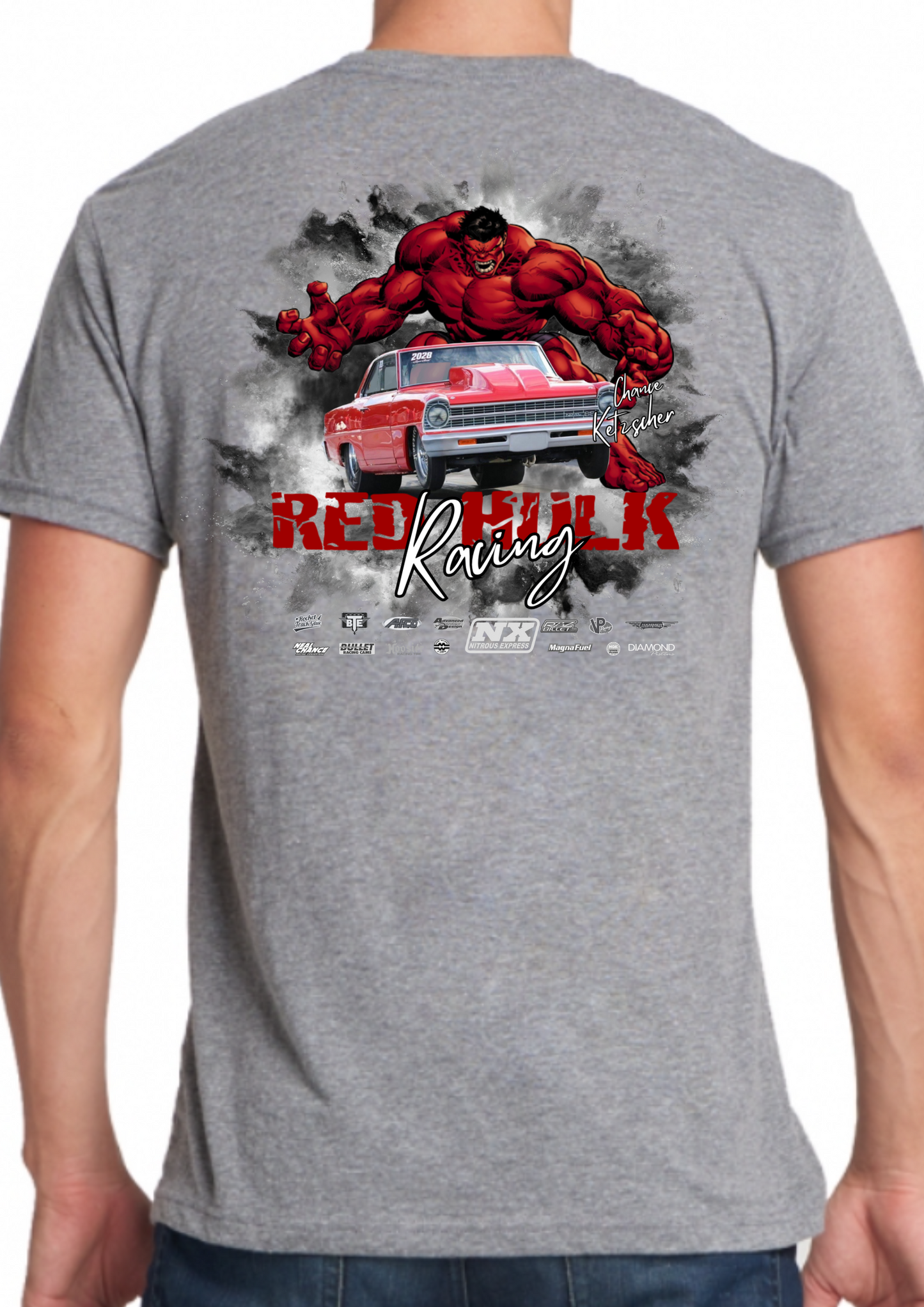 Red Hulk Racing, 67 Chevy II Nova Drag Racing Car T-Shirt, Racing Shirt Car Lover Gift