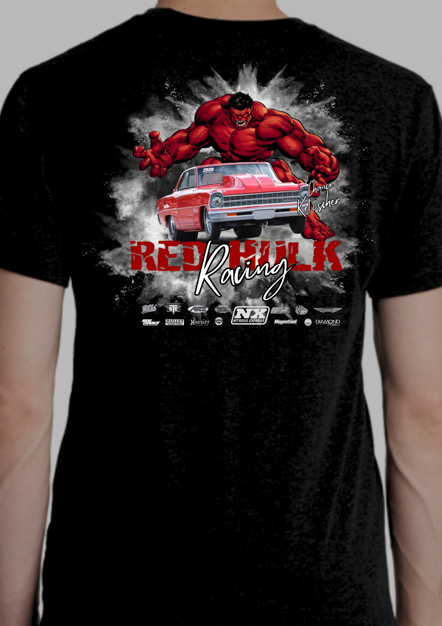 Red Hulk Racing, 67 Chevy II Nova Drag Racing Car T-Shirt, Racing Shirt Car Lover Gift