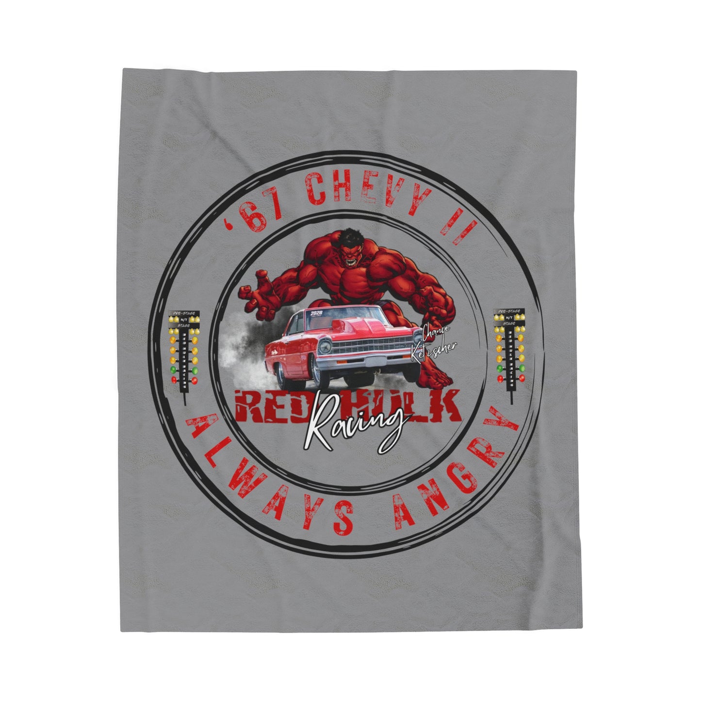 Red Hulk Racing I Love Drag Racing Plush Blanket