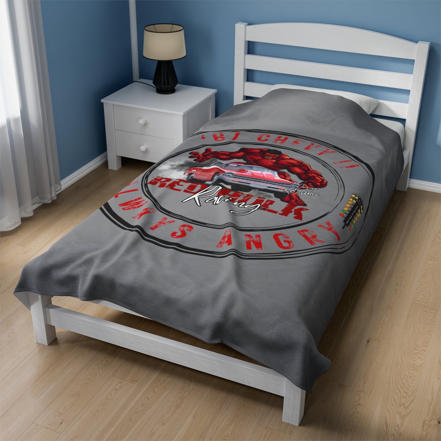 Red Hulk Racing I Love Drag Racing Plush Blanket