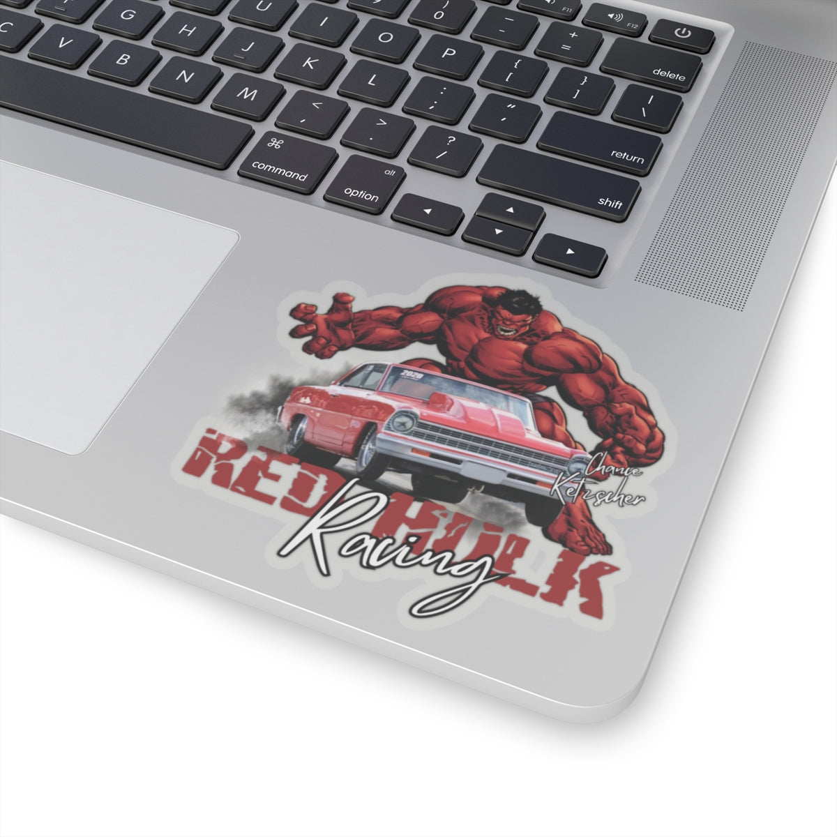 Red Hulk Racing Sticker Featuring the 1967 Chevy Nova Sticker