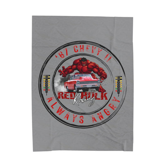 Red Hulk Racing I Love Drag Racing Plush Blanket