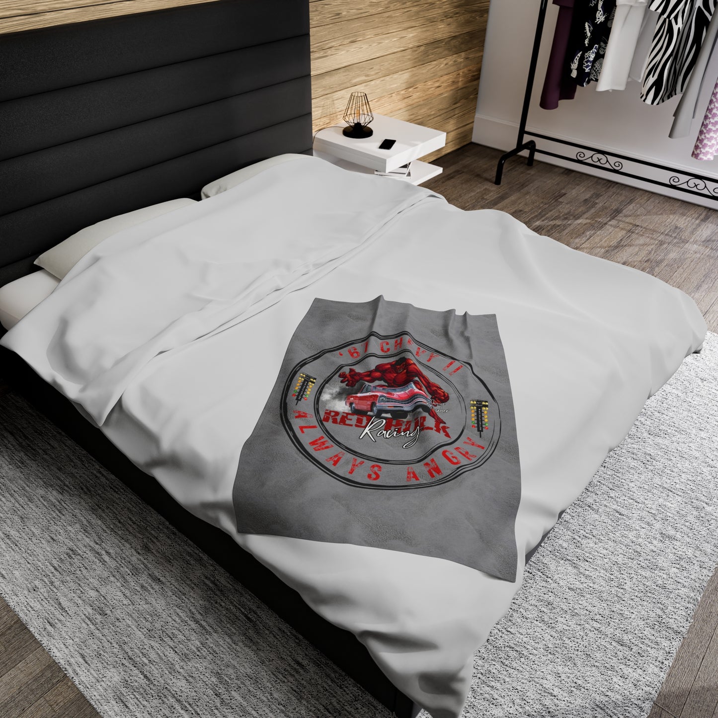 Red Hulk Racing I Love Drag Racing Plush Blanket