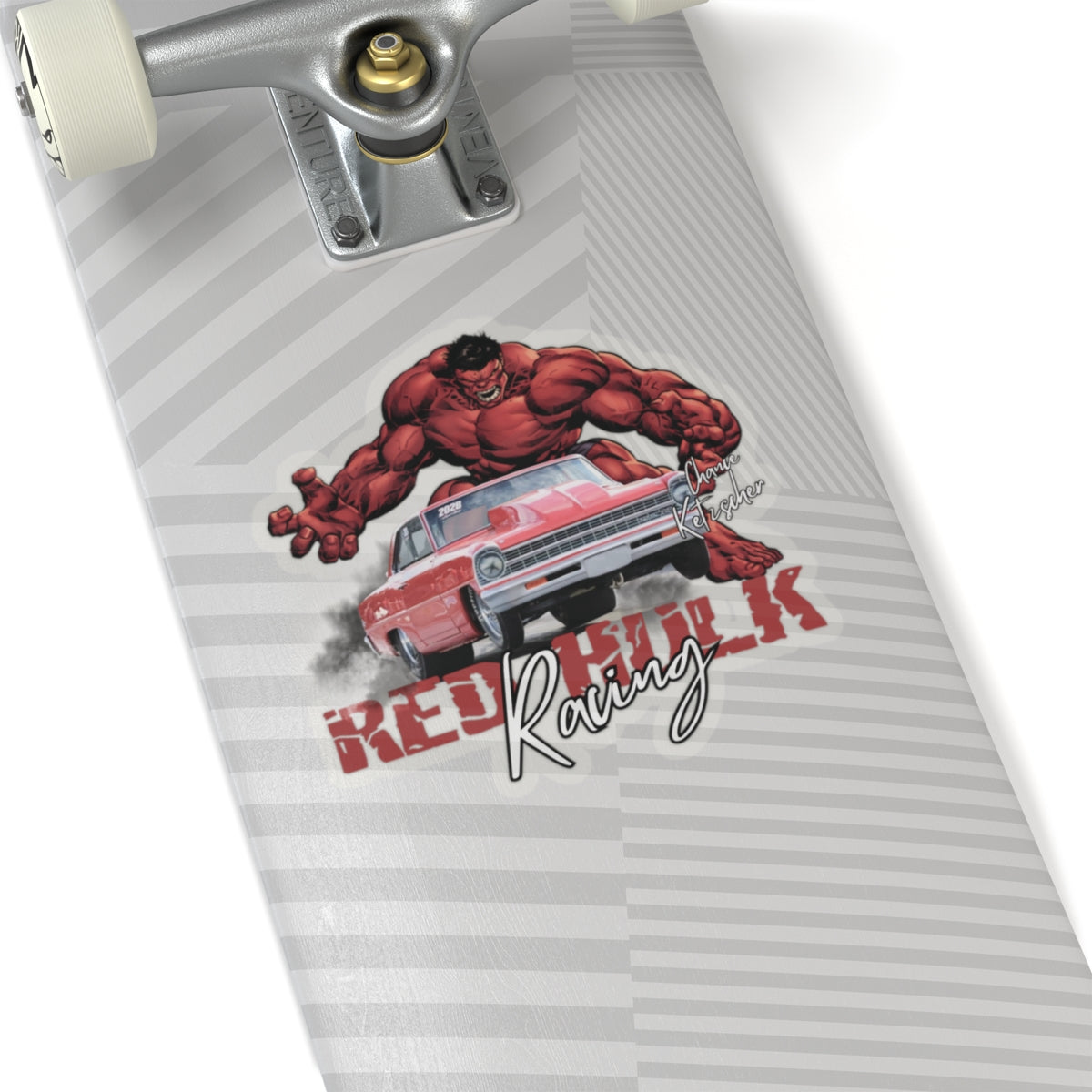 Red Hulk Racing Sticker Featuring the 1967 Chevy Nova Sticker