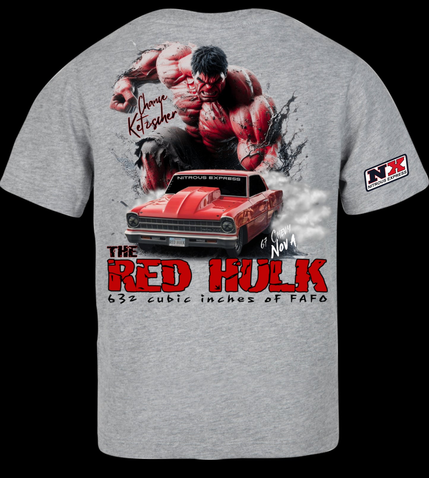 The Red Hulk Drag Racing Chevy Nova Shirt