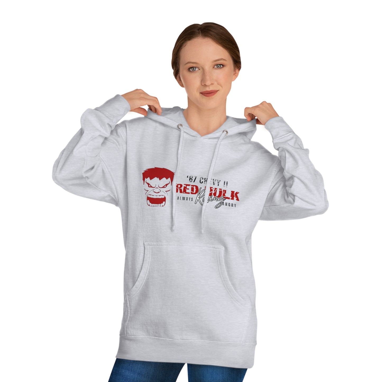 Red Hulk Racing - I Love Drag Racing Unisex Hooded Sweatshirt Hoodie