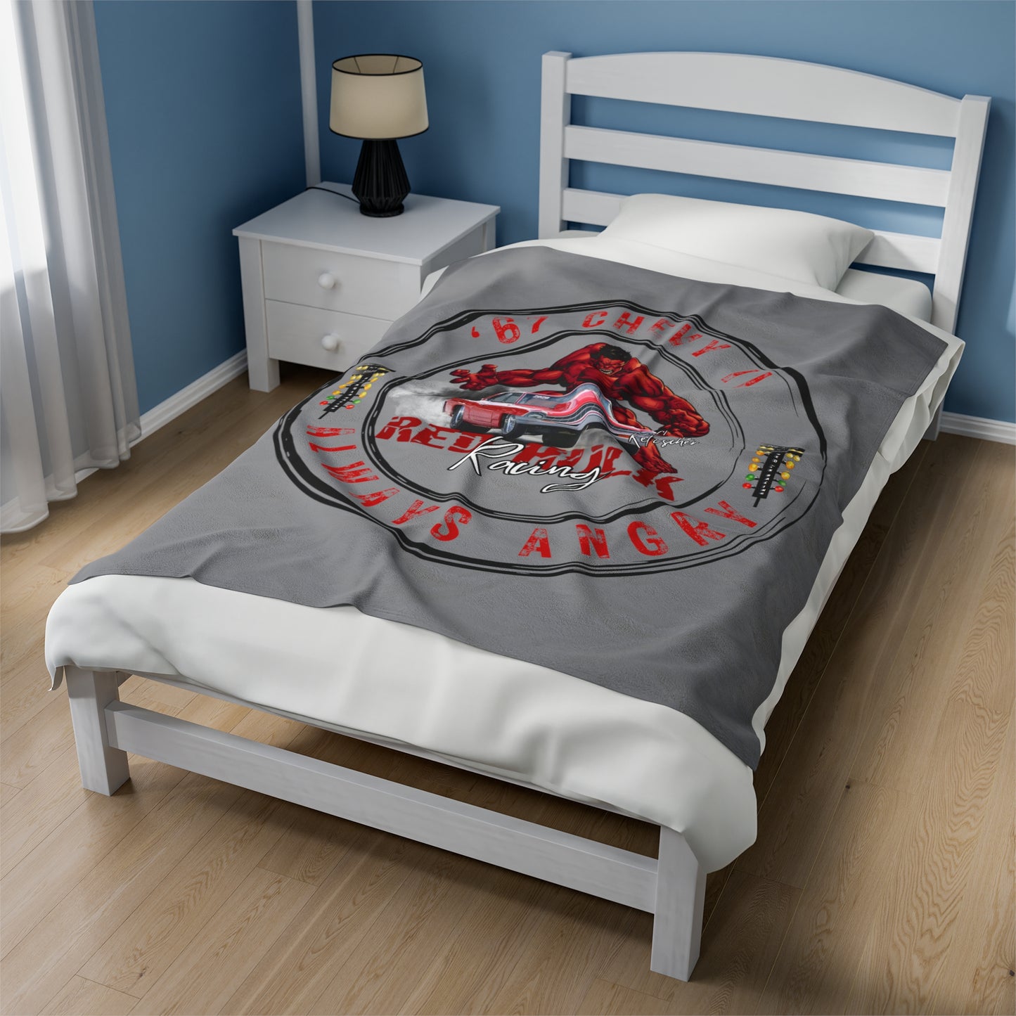 Red Hulk Racing I Love Drag Racing Plush Blanket