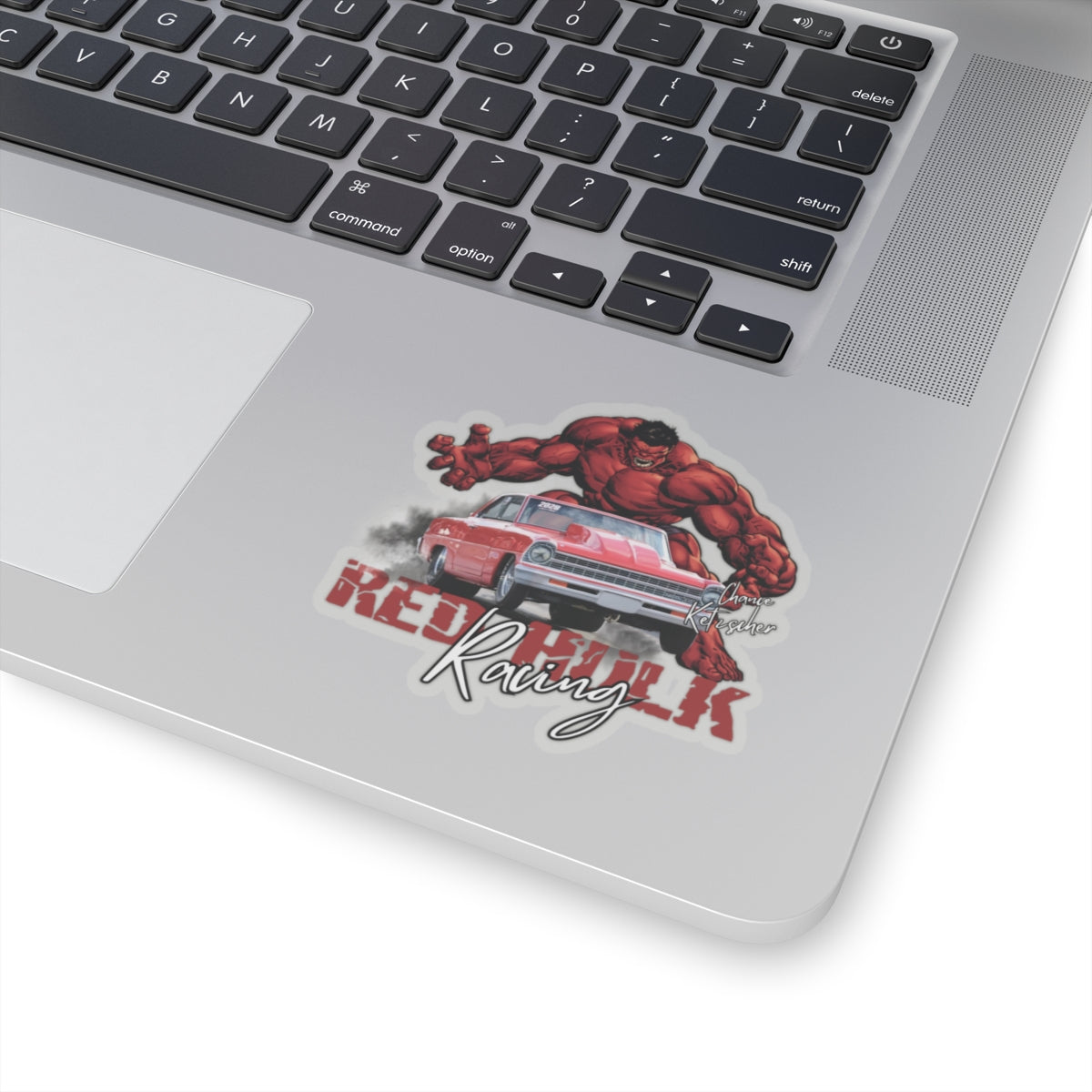 Red Hulk Racing Sticker Featuring the 1967 Chevy Nova Sticker