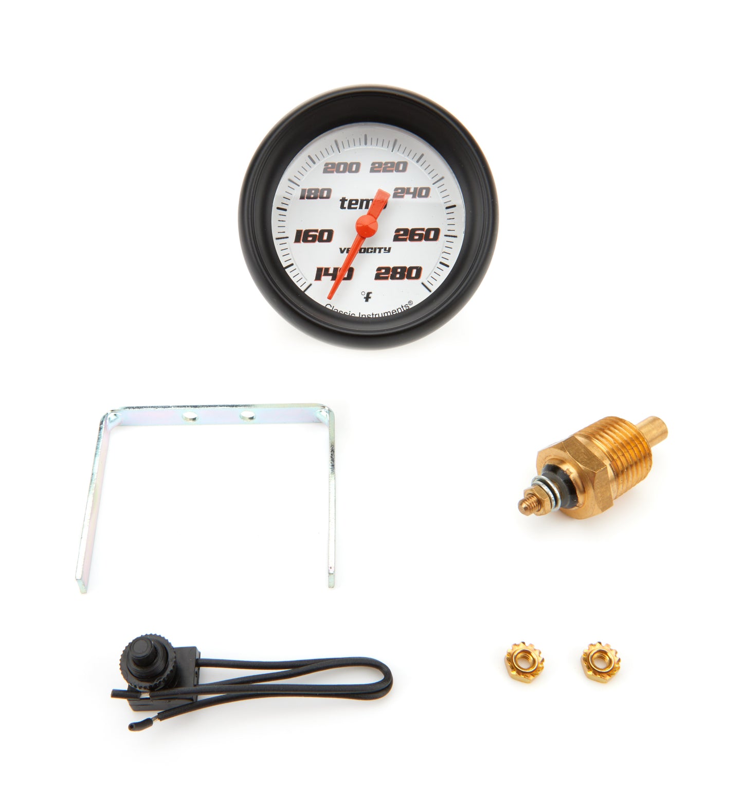 Velocity White Temperatu re Gauge 2-5/8 Full Swee