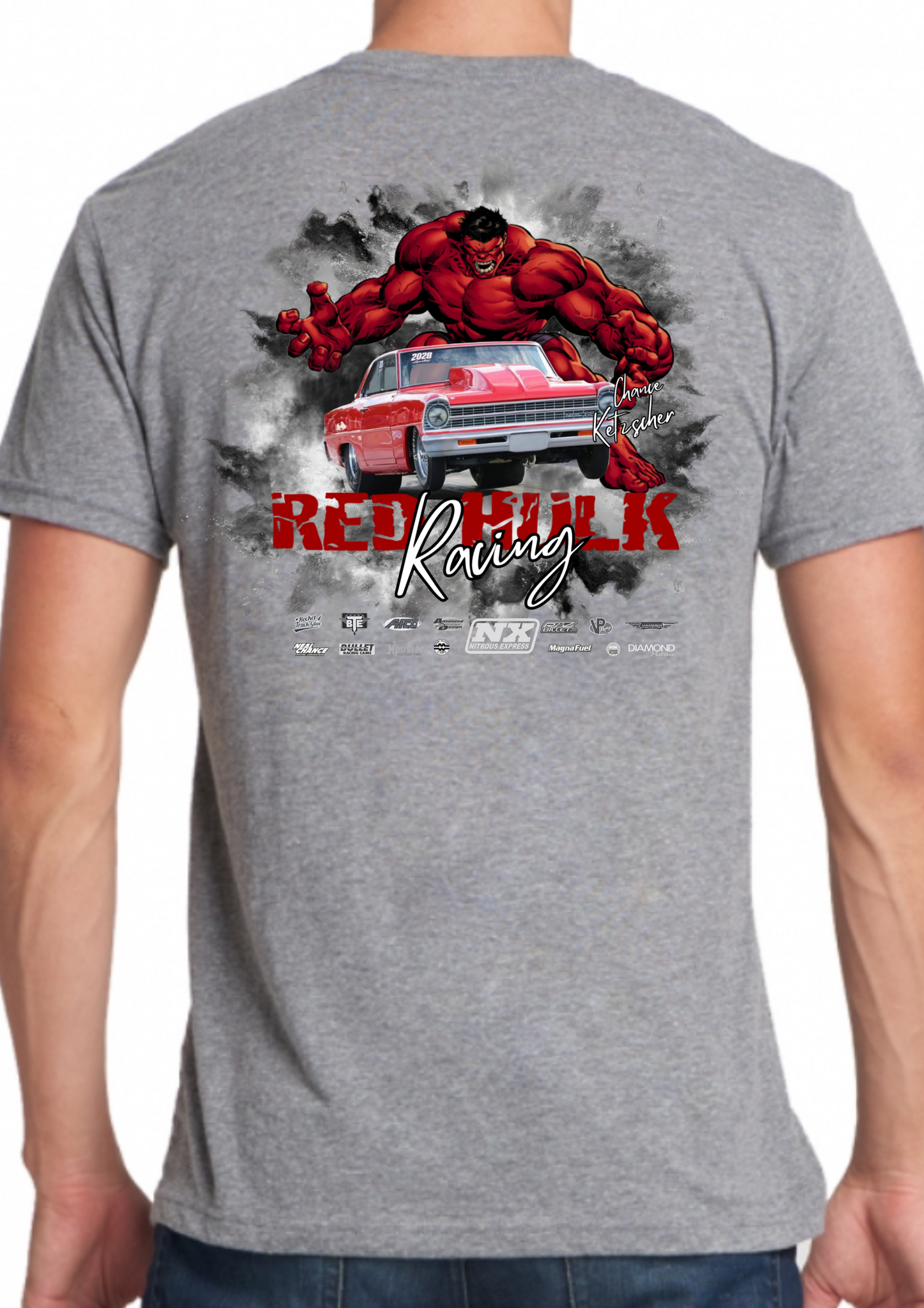 Red Hulk Racing, 67 Chevy II Nova Drag Racing Car T-Shirt,  Racing Shirt Car Lover Gift