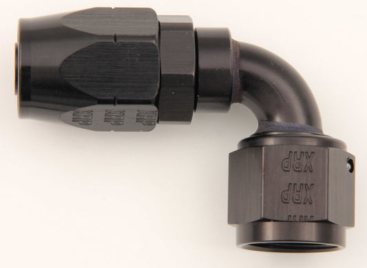 #12 90 Deg Double Swivel Hose End Black