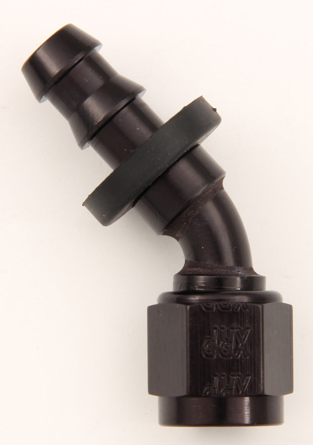 #4 45 Deg Push-On Hose End Black