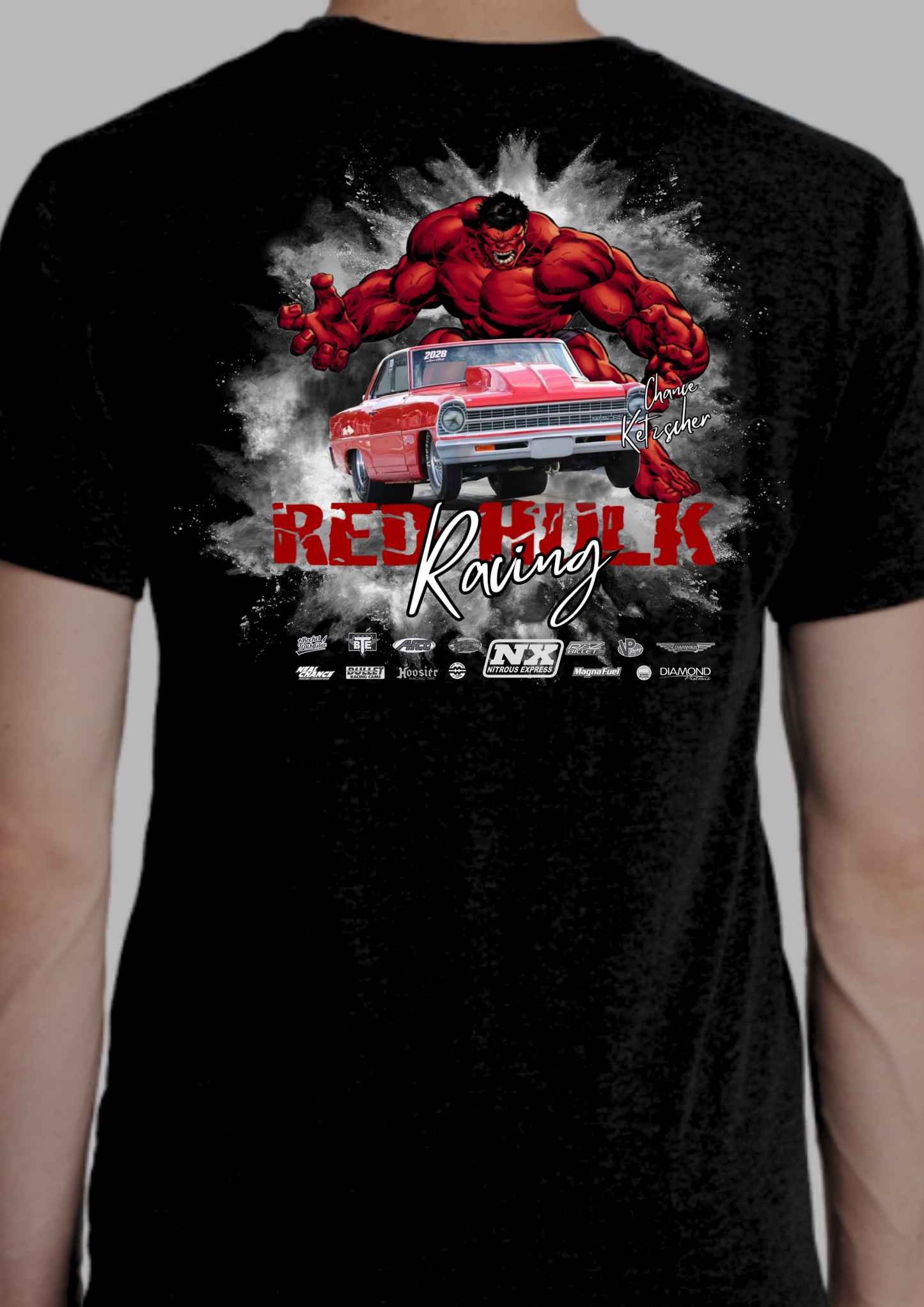 Red Hulk Racing, 67 Chevy II Nova Drag Racing Car T-Shirt,  Racing Shirt Car Lover Gift